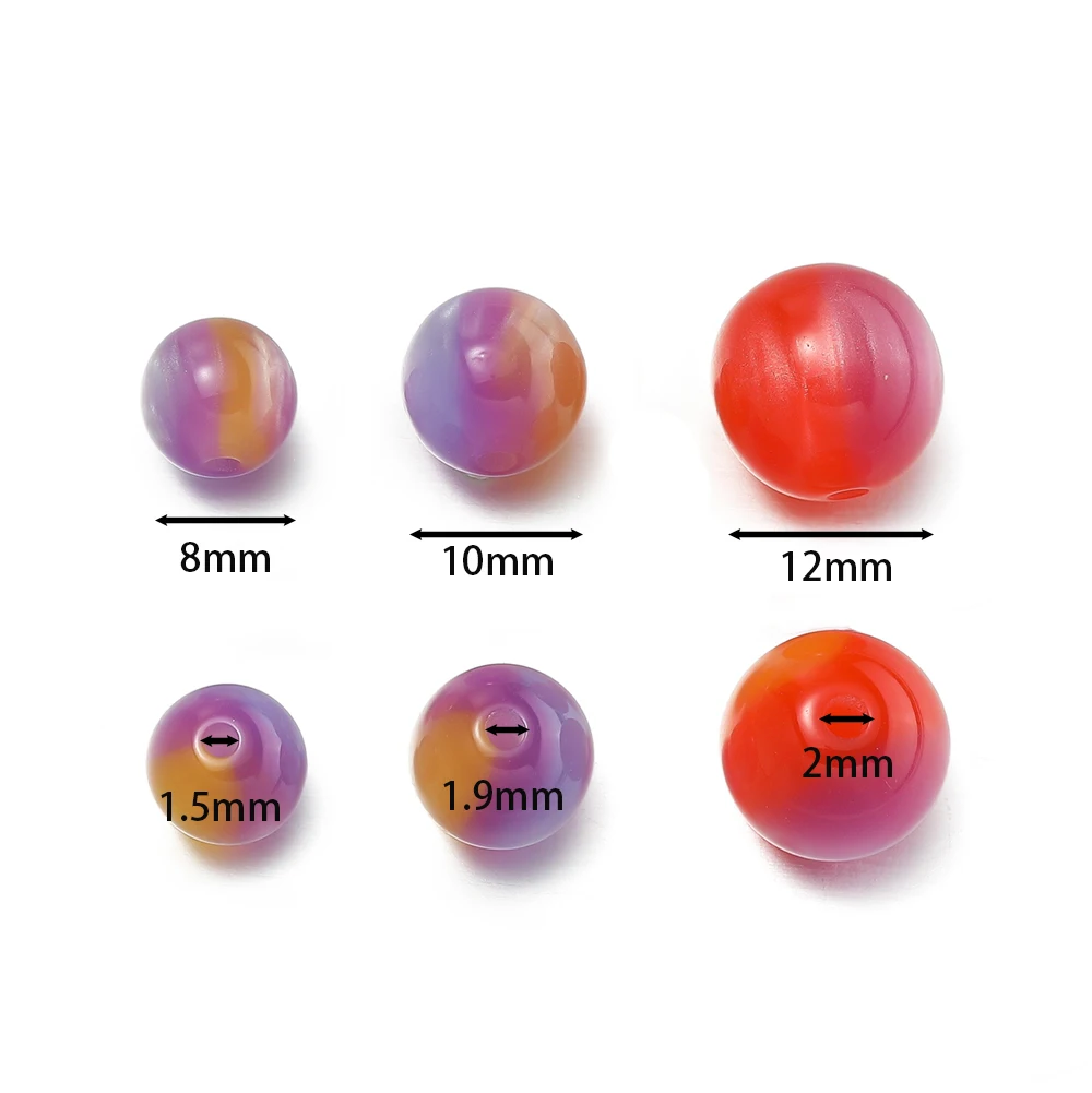 20/10pcs 8/10/12mm Resin Colorful Cat Eye Beads Round Spacer Beads for DIY Bracelet Necklace Earrings Jewelry Making Accessories