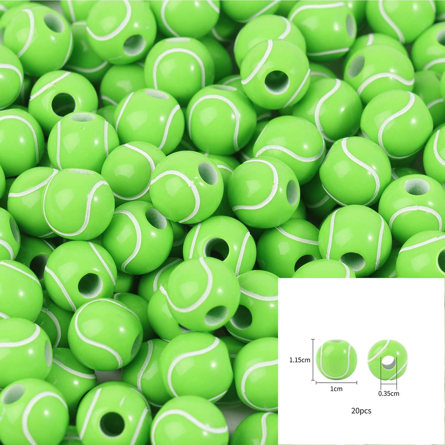 20/50Pcs Sport Basketball Baseball Tennis Beads Spacer Acrylic Beads For Making Bracelet Necklace DIY Craft Jewelry Supplies