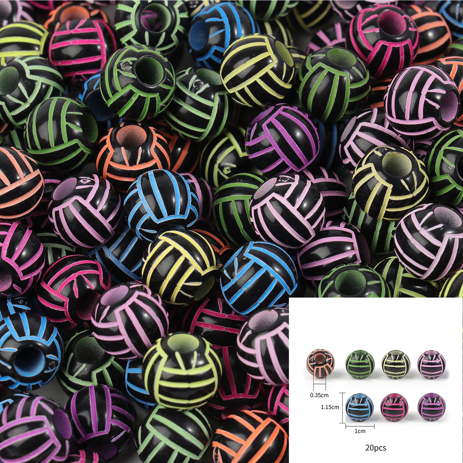 20/50Pcs Sport Basketball Baseball Tennis Beads Spacer Acrylic Beads For Making Bracelet Necklace DIY Craft Jewelry Supplies