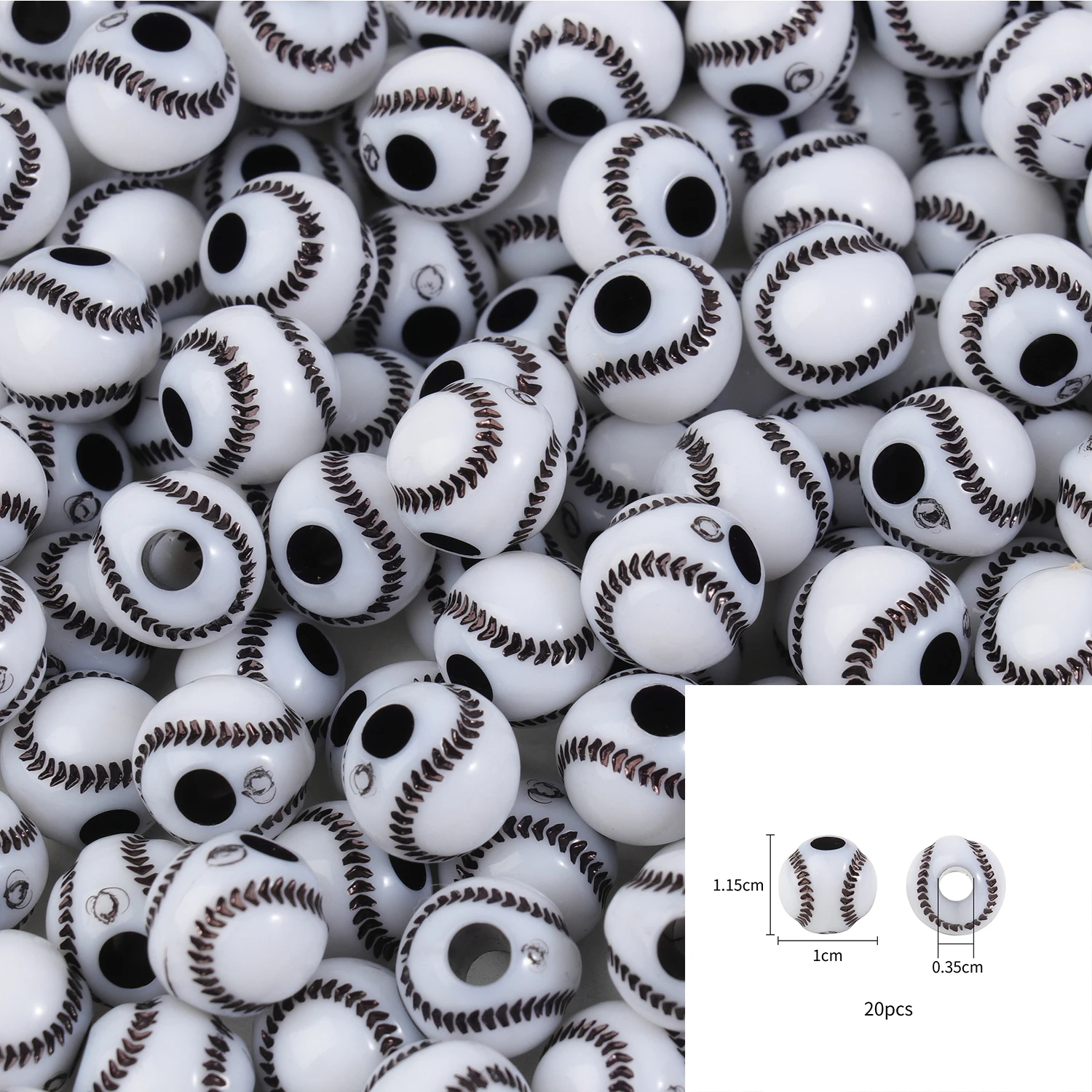 20/50Pcs Sport Basketball Baseball Tennis Beads Spacer Acrylic Beads For Making Bracelet Necklace DIY Craft Jewelry Supplies
