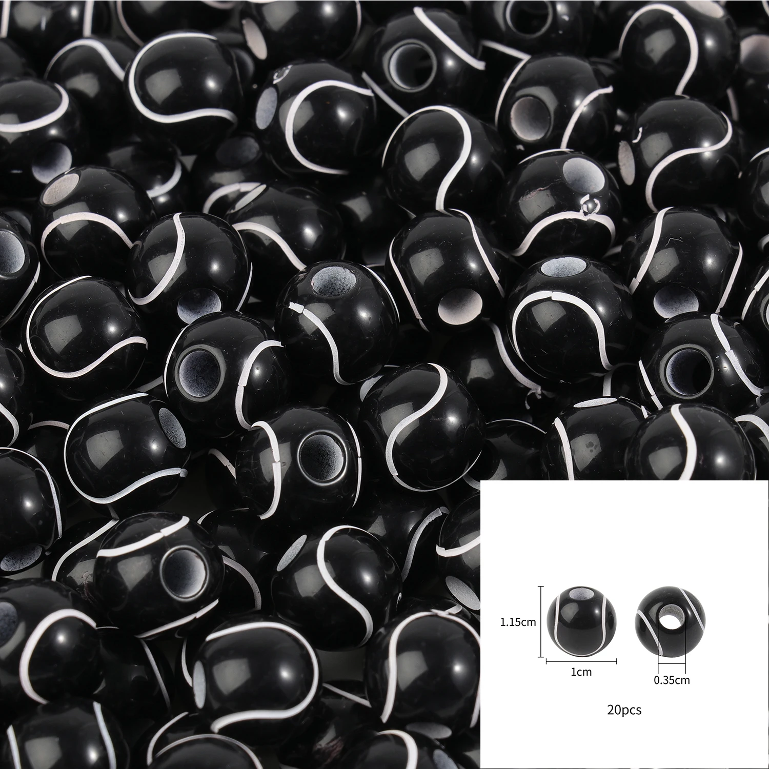 20/50Pcs Sport Basketball Baseball Tennis Beads Spacer Acrylic Beads For Making Bracelet Necklace DIY Craft Jewelry Supplies