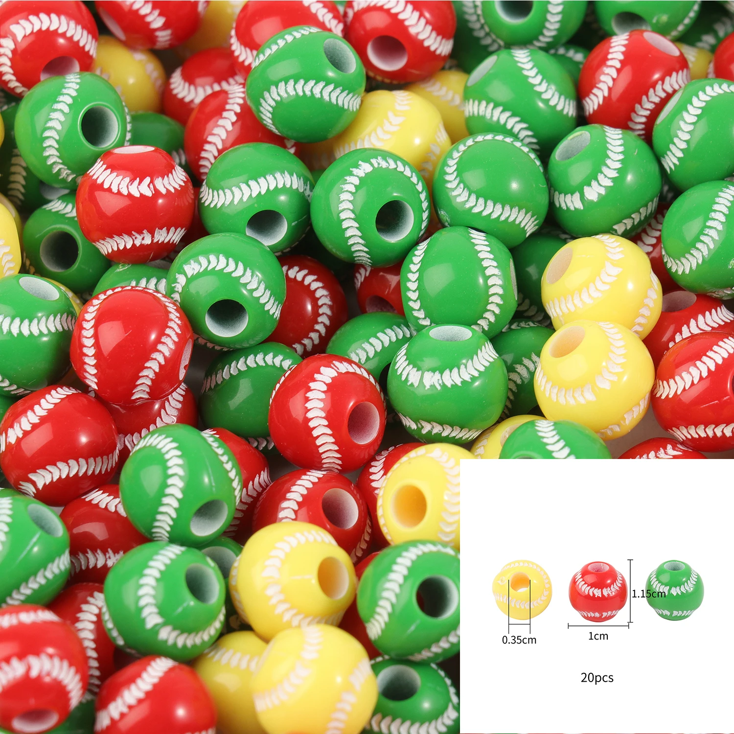 20/50Pcs Sport Basketball Baseball Tennis Beads Spacer Acrylic Beads For Making Bracelet Necklace DIY Craft Jewelry Supplies