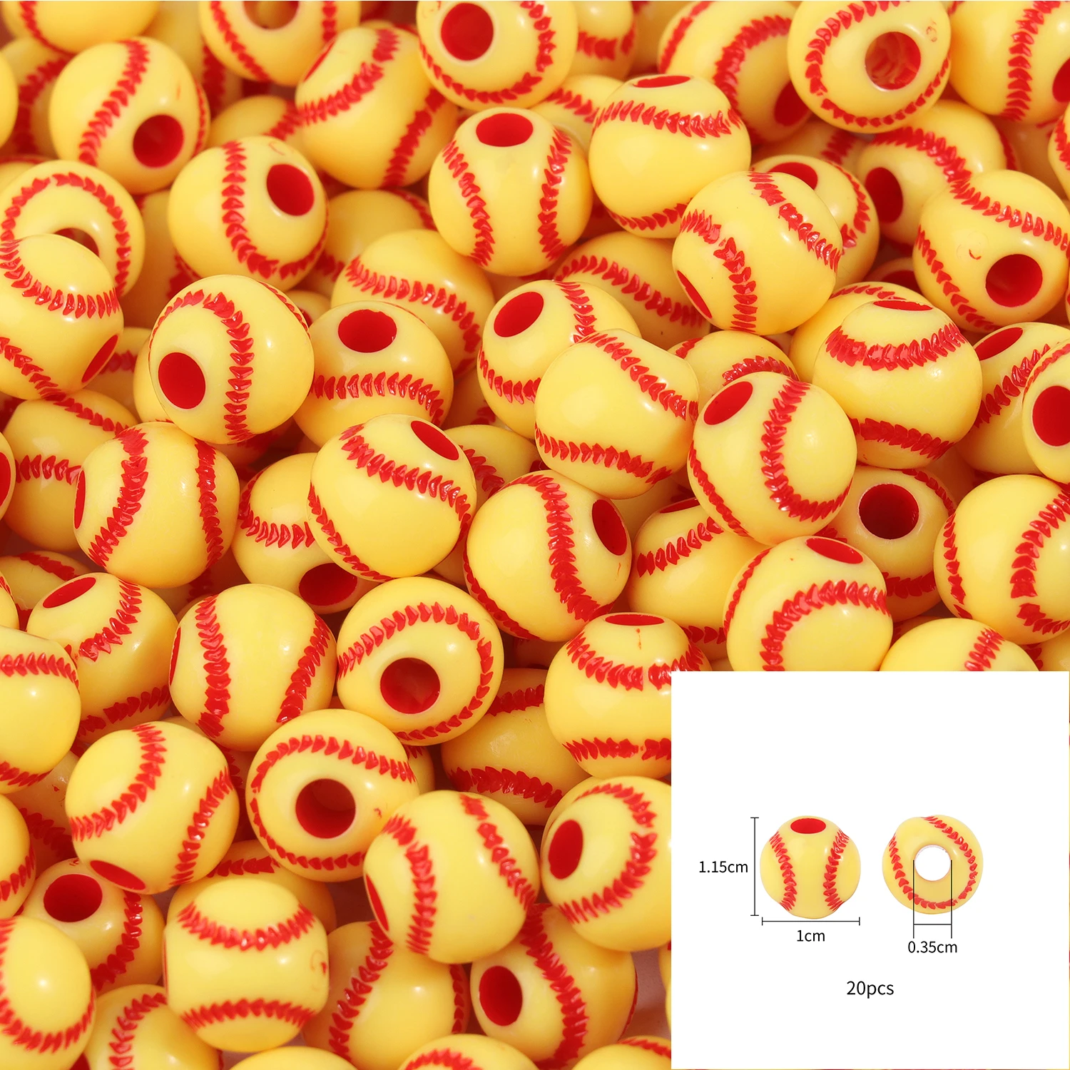 20/50Pcs Sport Basketball Baseball Tennis Beads Spacer Acrylic Beads For Making Bracelet Necklace DIY Craft Jewelry Supplies