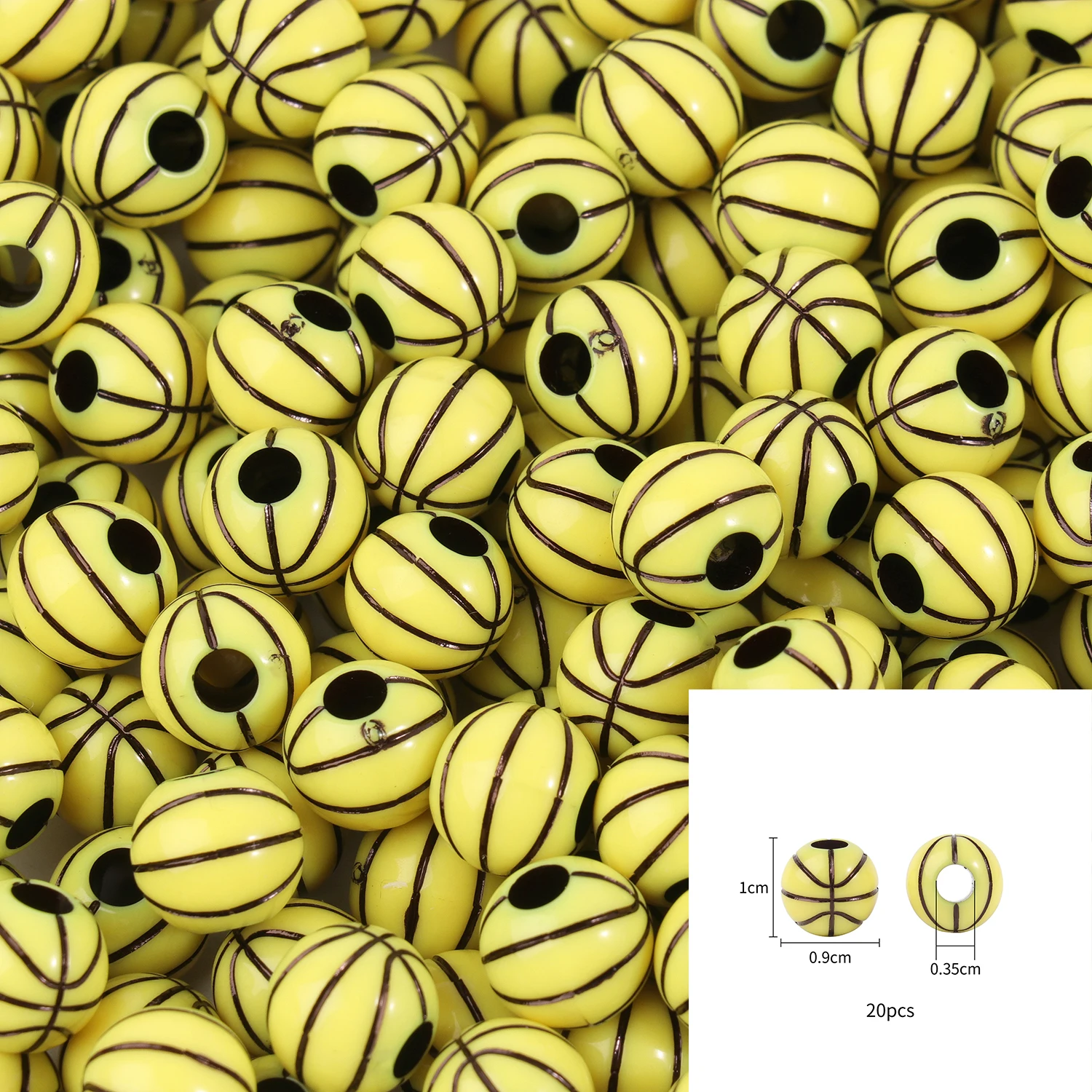 20/50Pcs Sport Basketball Baseball Tennis Beads Spacer Acrylic Beads For Making Bracelet Necklace DIY Craft Jewelry Supplies