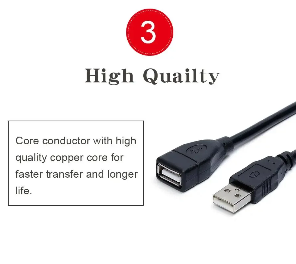 USB 2.0 Cable Extension Cable 0.6m 1m 1.5m Wire Data Transmission Line Superhighspeed Data Extension Cable For Display Projector