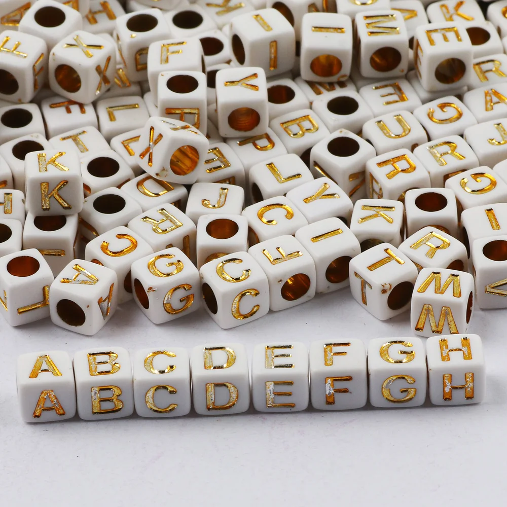 100-500pcs Square White and Black Mixed Letter Acrylic Beads Cube Loose Spacer Alphabet Beads For Jewelry Making Diy Accessories