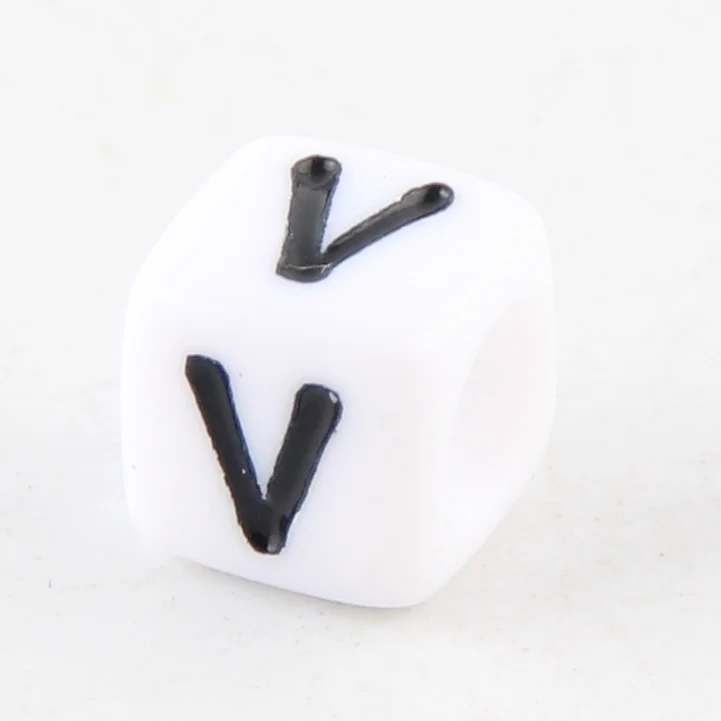 100-500pcs Square White and Black Mixed Letter Acrylic Beads Cube Loose Spacer Alphabet Beads For Jewelry Making Diy Accessories