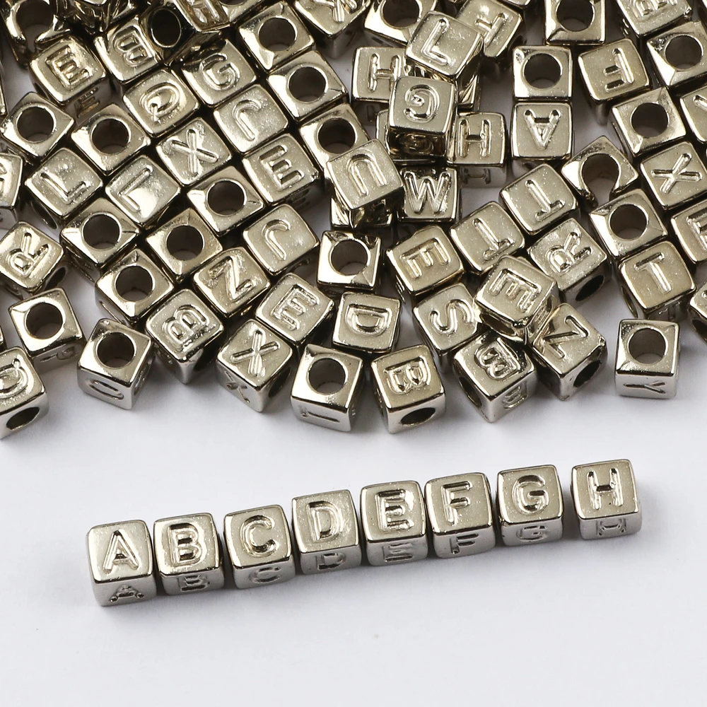 100-500pcs Square White and Black Mixed Letter Acrylic Beads Cube Loose Spacer Alphabet Beads For Jewelry Making Diy Accessories