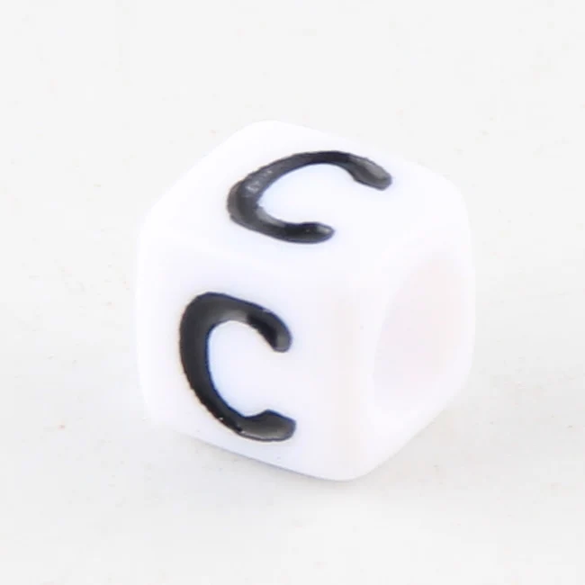 100-500pcs Square White and Black Mixed Letter Acrylic Beads Cube Loose Spacer Alphabet Beads For Jewelry Making Diy Accessories