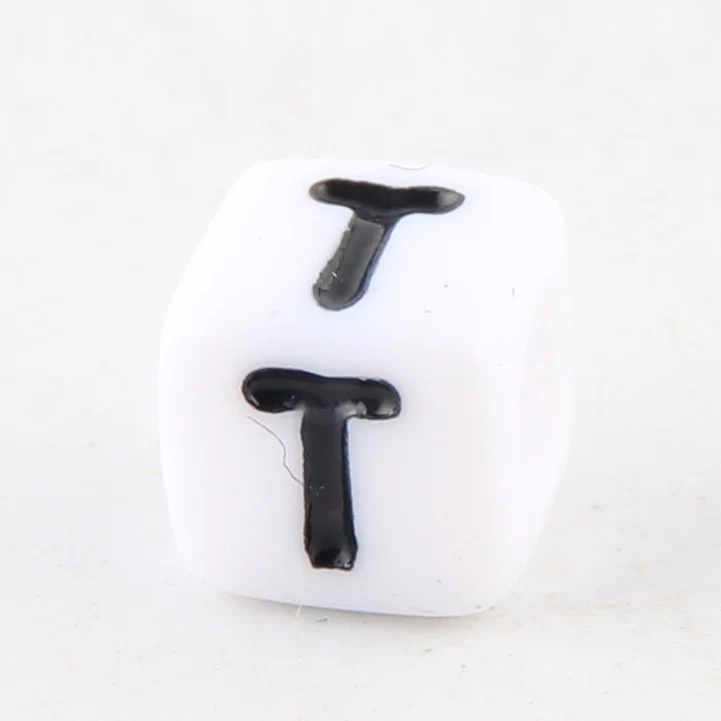 100-500pcs Square White and Black Mixed Letter Acrylic Beads Cube Loose Spacer Alphabet Beads For Jewelry Making Diy Accessories