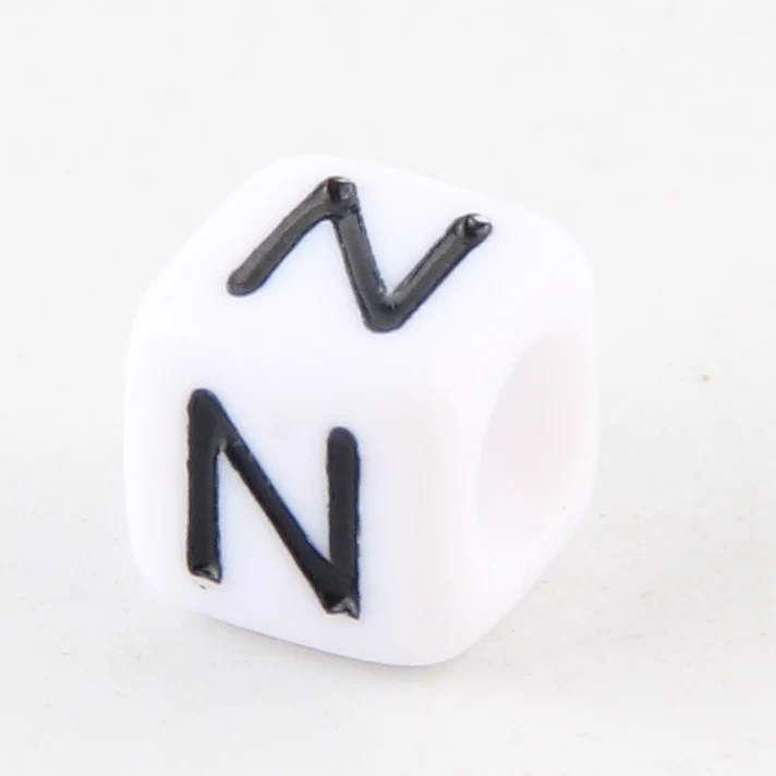 100-500pcs Square White and Black Mixed Letter Acrylic Beads Cube Loose Spacer Alphabet Beads For Jewelry Making Diy Accessories