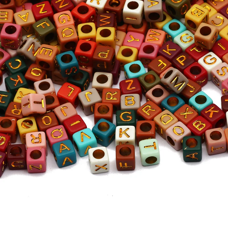 100-500pcs Square White and Black Mixed Letter Acrylic Beads Cube Loose Spacer Alphabet Beads For Jewelry Making Diy Accessories