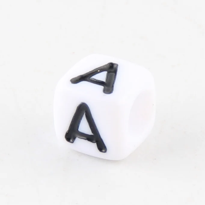 100-500pcs Square White and Black Mixed Letter Acrylic Beads Cube Loose Spacer Alphabet Beads For Jewelry Making Diy Accessories