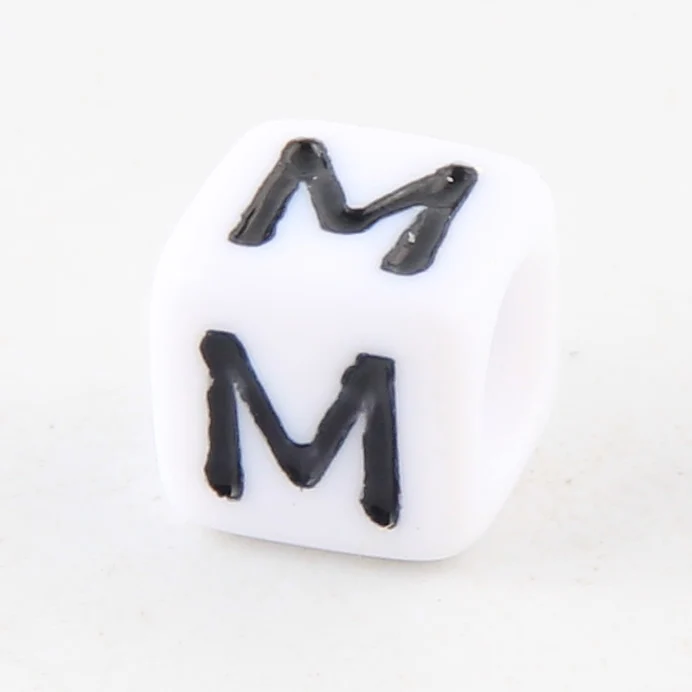 100-500pcs Square White and Black Mixed Letter Acrylic Beads Cube Loose Spacer Alphabet Beads For Jewelry Making Diy Accessories