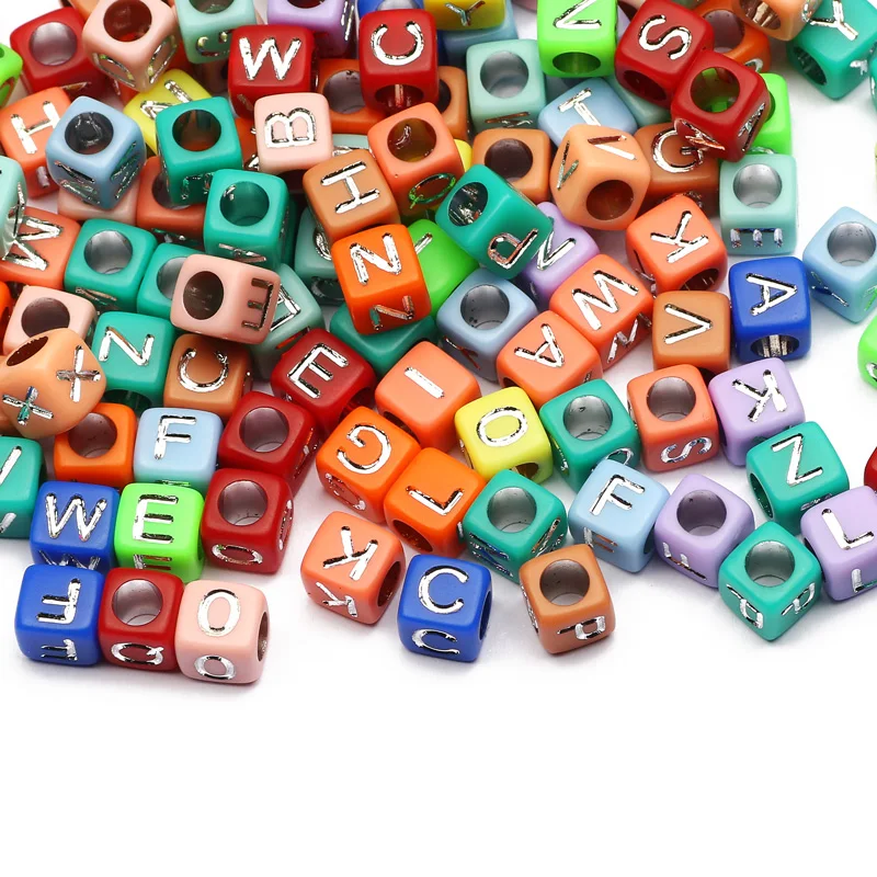 100-500pcs Square White and Black Mixed Letter Acrylic Beads Cube Loose Spacer Alphabet Beads For Jewelry Making Diy Accessories