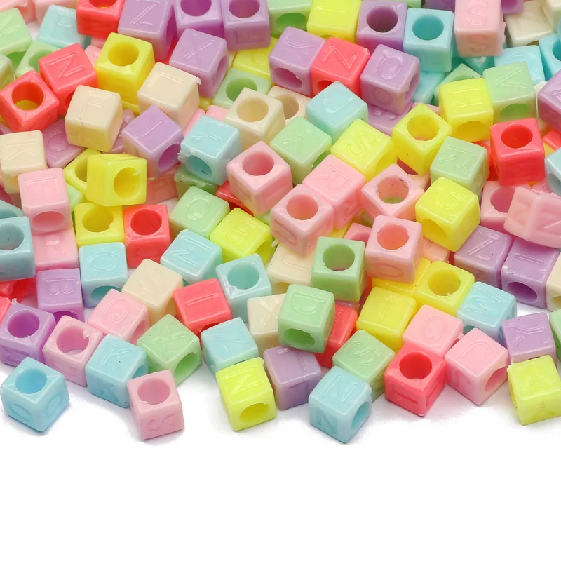 100-500pcs Square White and Black Mixed Letter Acrylic Beads Cube Loose Spacer Alphabet Beads For Jewelry Making Diy Accessories