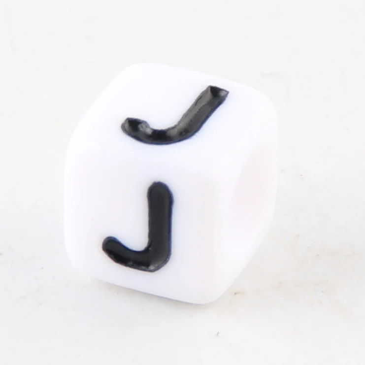 100-500pcs Square White and Black Mixed Letter Acrylic Beads Cube Loose Spacer Alphabet Beads For Jewelry Making Diy Accessories