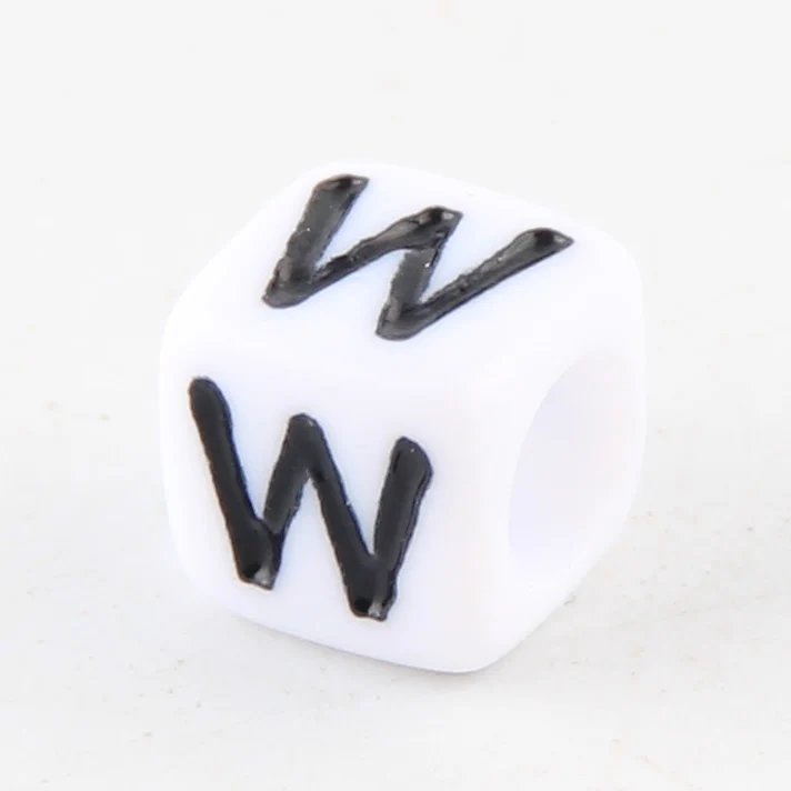 100-500pcs Square White and Black Mixed Letter Acrylic Beads Cube Loose Spacer Alphabet Beads For Jewelry Making Diy Accessories