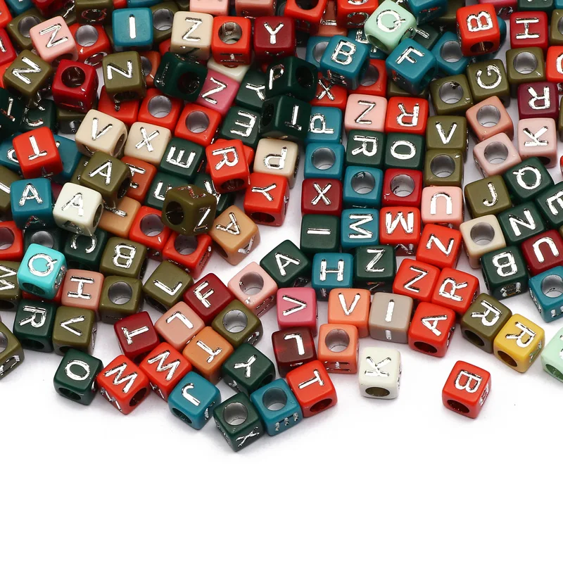 100-500pcs Square White and Black Mixed Letter Acrylic Beads Cube Loose Spacer Alphabet Beads For Jewelry Making Diy Accessories