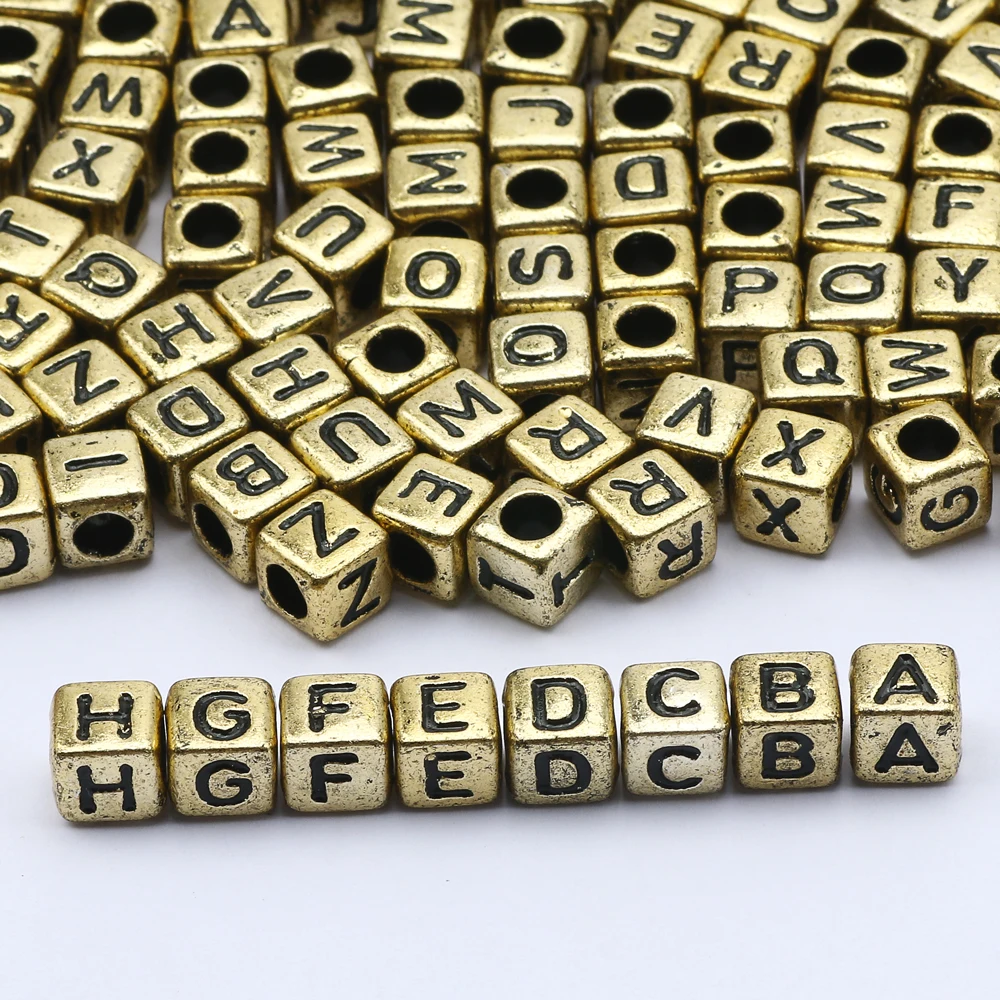 100-500pcs Square White and Black Mixed Letter Acrylic Beads Cube Loose Spacer Alphabet Beads For Jewelry Making Diy Accessories