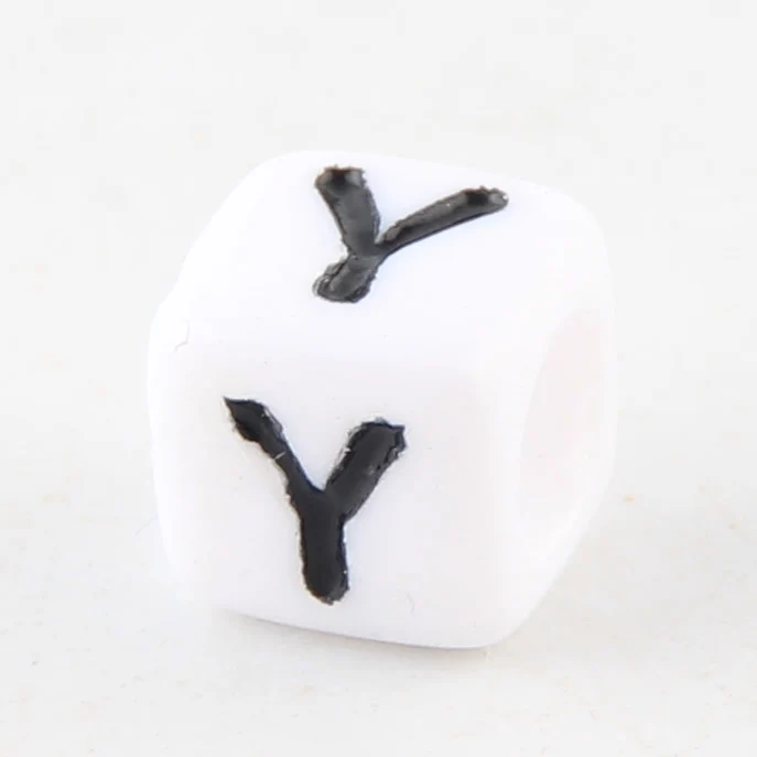 100-500pcs Square White and Black Mixed Letter Acrylic Beads Cube Loose Spacer Alphabet Beads For Jewelry Making Diy Accessories
