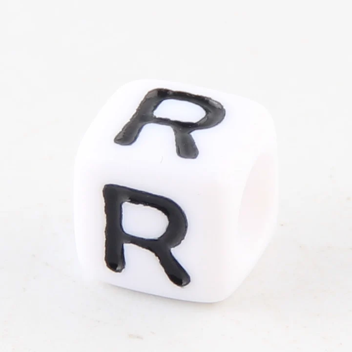 100-500pcs Square White and Black Mixed Letter Acrylic Beads Cube Loose Spacer Alphabet Beads For Jewelry Making Diy Accessories