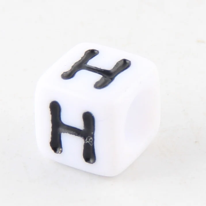 100-500pcs Square White and Black Mixed Letter Acrylic Beads Cube Loose Spacer Alphabet Beads For Jewelry Making Diy Accessories