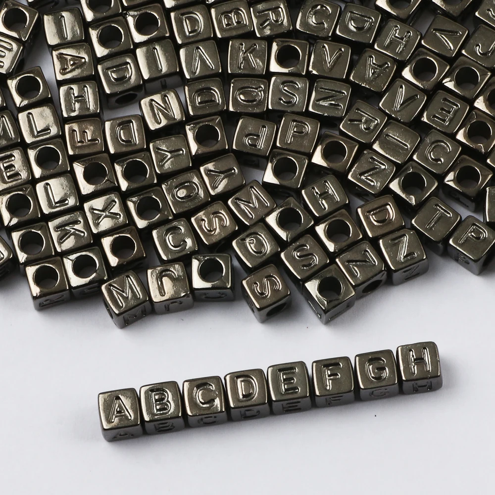 100-500pcs Square White and Black Mixed Letter Acrylic Beads Cube Loose Spacer Alphabet Beads For Jewelry Making Diy Accessories