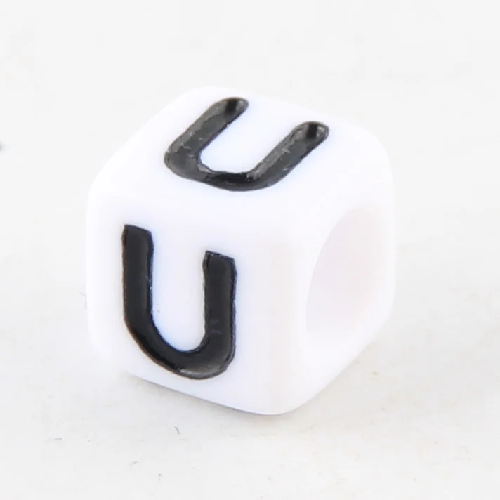100-500pcs Square White and Black Mixed Letter Acrylic Beads Cube Loose Spacer Alphabet Beads For Jewelry Making Diy Accessories