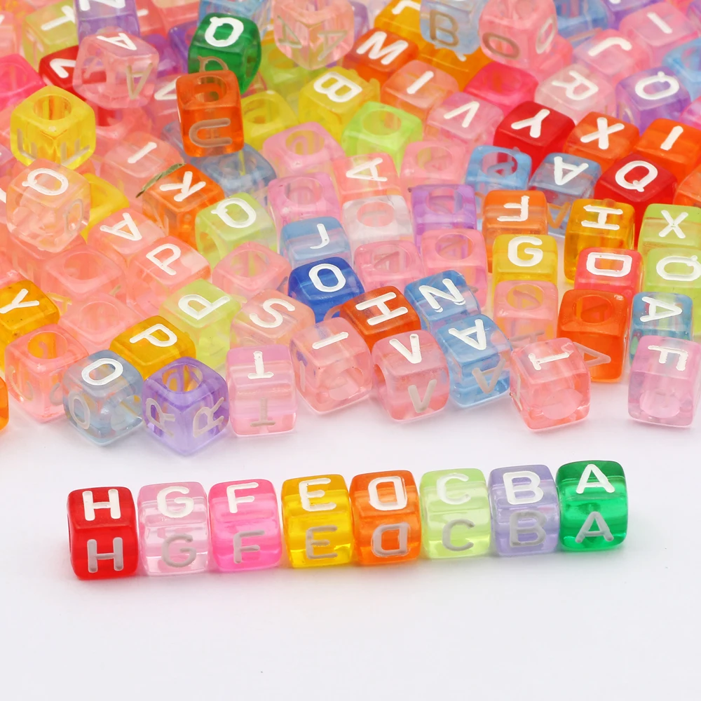 100-500pcs Square White and Black Mixed Letter Acrylic Beads Cube Loose Spacer Alphabet Beads For Jewelry Making Diy Accessories