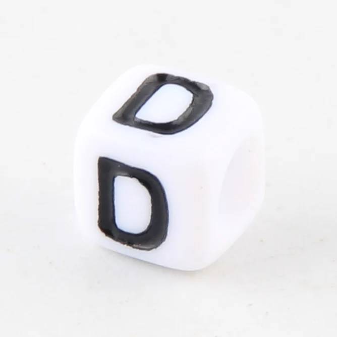 100-500pcs Square White and Black Mixed Letter Acrylic Beads Cube Loose Spacer Alphabet Beads For Jewelry Making Diy Accessories