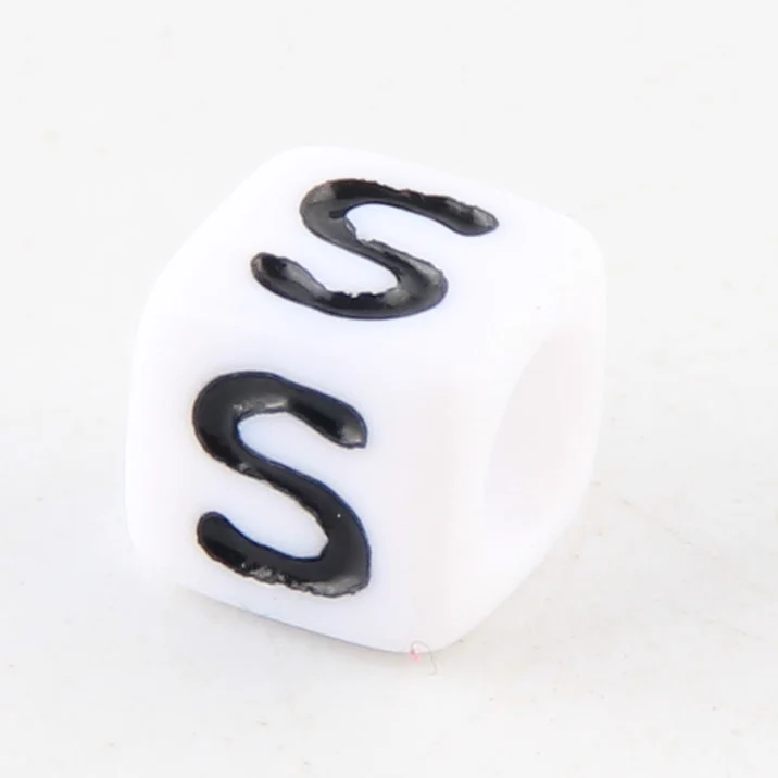 100-500pcs Square White and Black Mixed Letter Acrylic Beads Cube Loose Spacer Alphabet Beads For Jewelry Making Diy Accessories