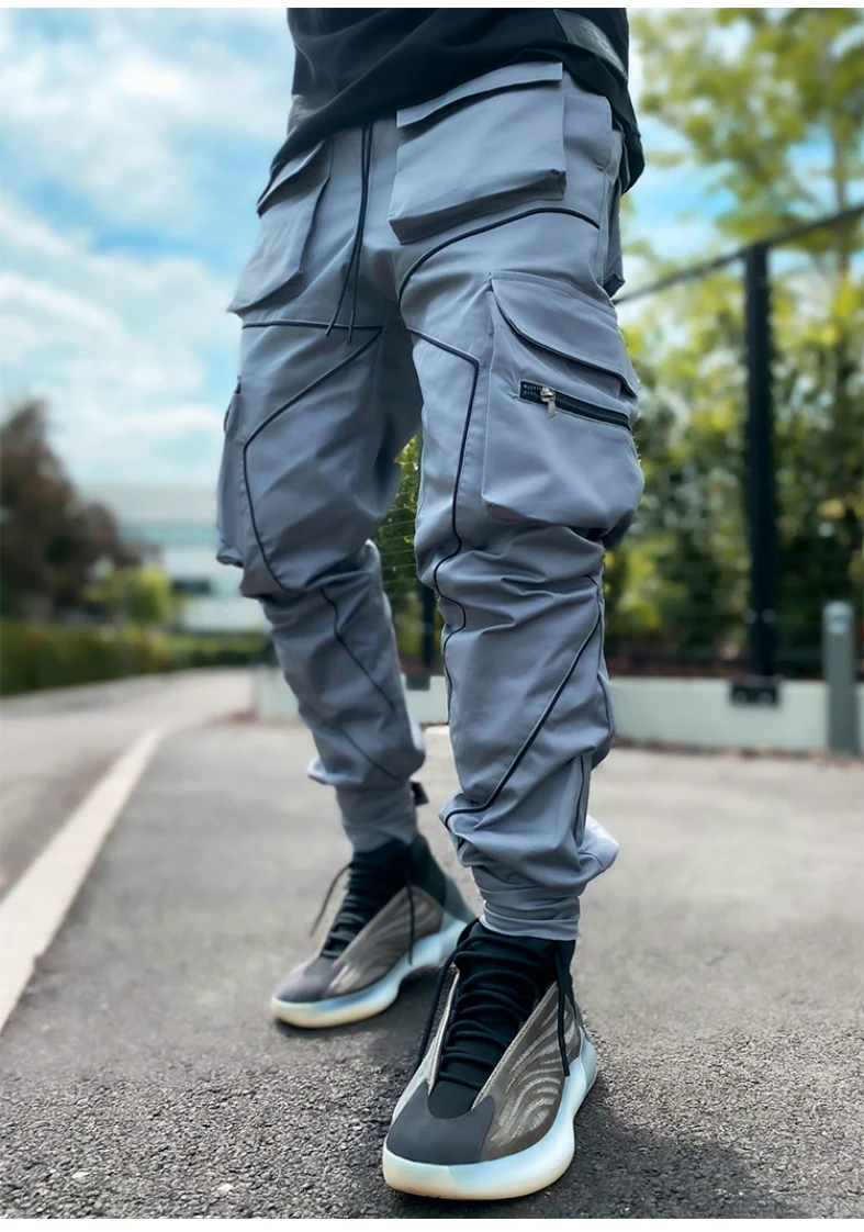 Men's Reflective Cargo Pants 2026 New Hip Hop Casual Joggers Trousers Multi-Pocket Men Sweatpants Streetwear Sports Pant M-3XL