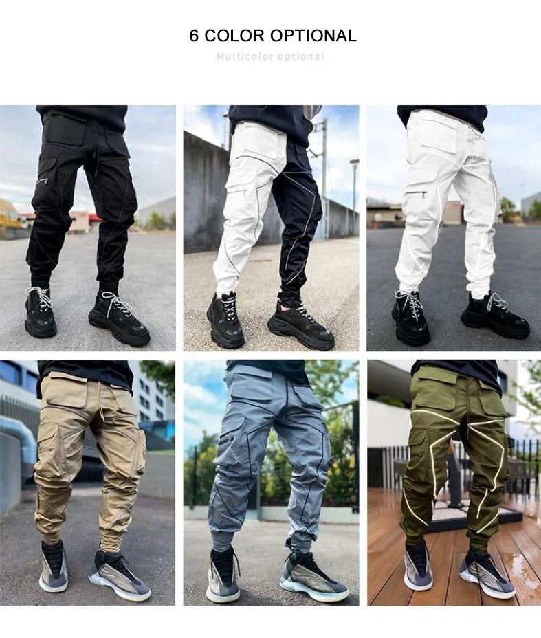 Men's Reflective Cargo Pants 2026 New Hip Hop Casual Joggers Trousers Multi-Pocket Men Sweatpants Streetwear Sports Pant M-3XL