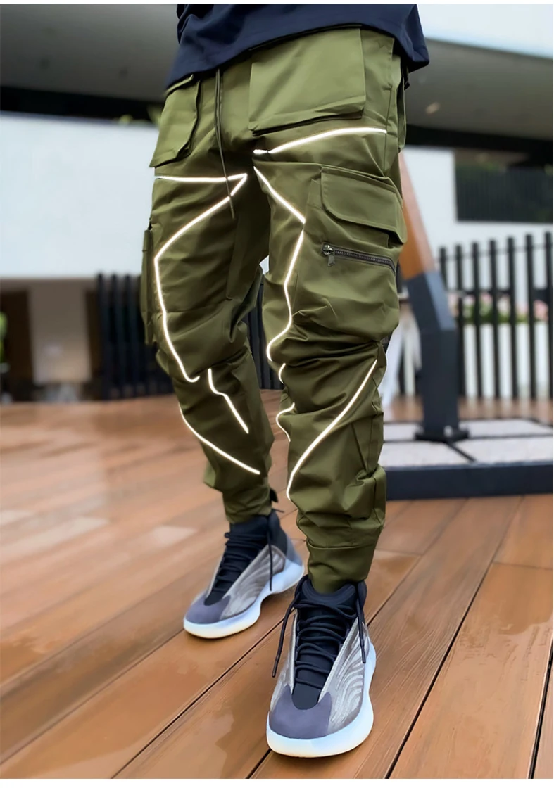 Men's Reflective Cargo Pants 2026 New Hip Hop Casual Joggers Trousers Multi-Pocket Men Sweatpants Streetwear Sports Pant M-3XL