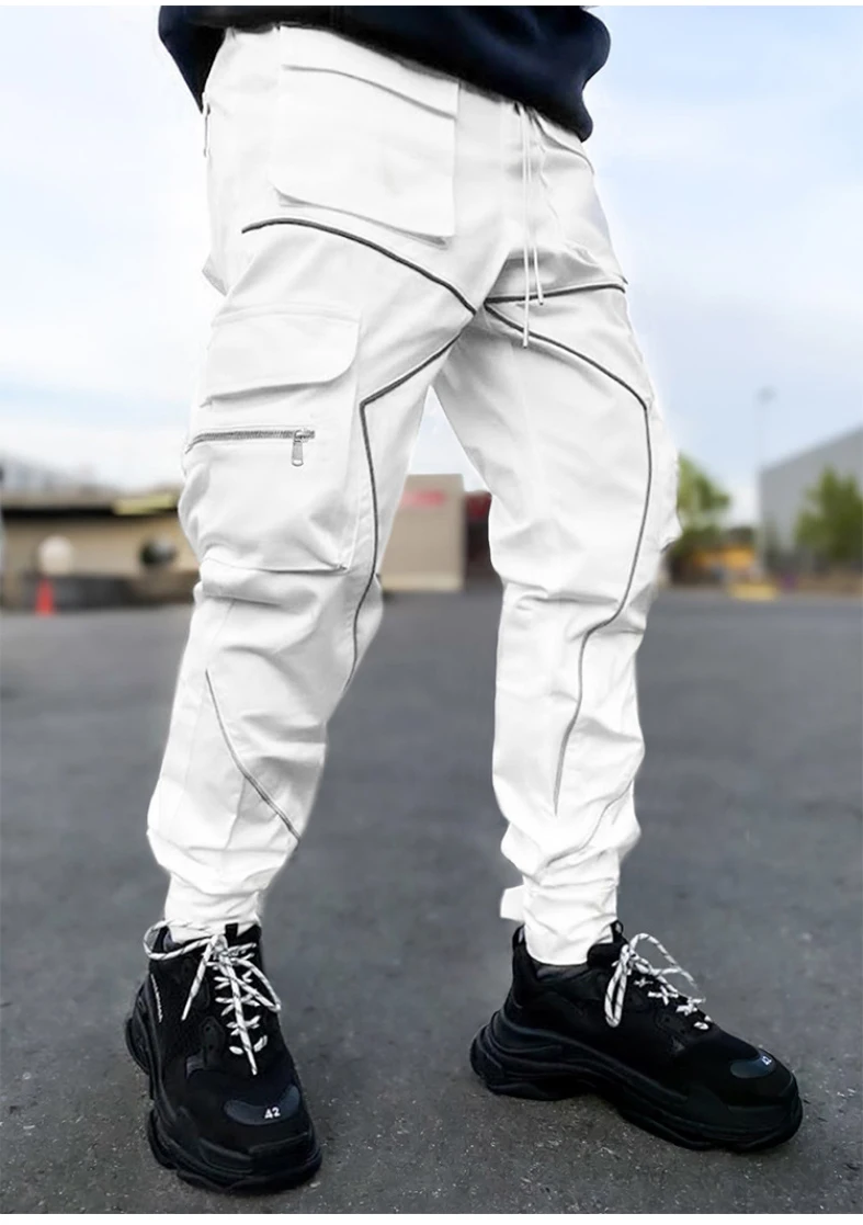 Men's Reflective Cargo Pants 2026 New Hip Hop Casual Joggers Trousers Multi-Pocket Men Sweatpants Streetwear Sports Pant M-3XL