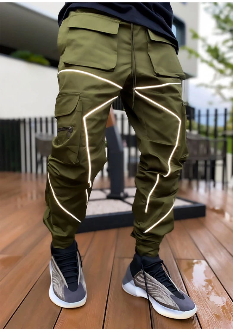 Men's Reflective Cargo Pants 2026 New Hip Hop Casual Joggers Trousers Multi-Pocket Men Sweatpants Streetwear Sports Pant M-3XL