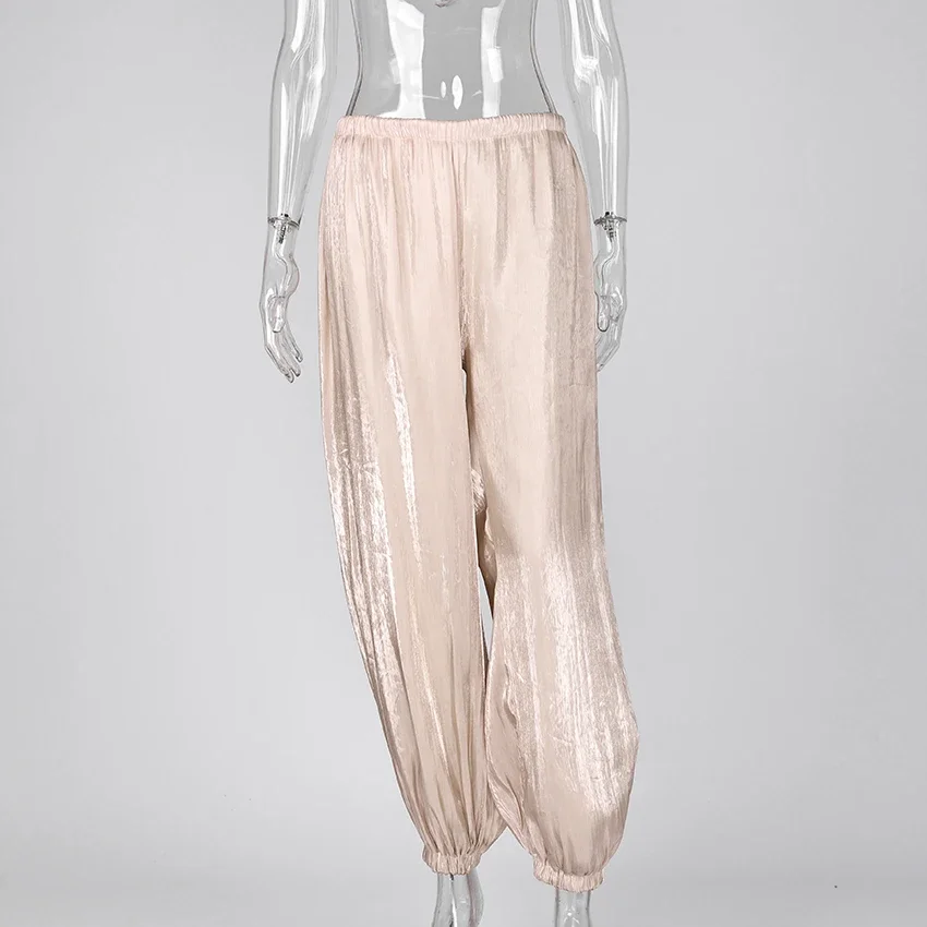 Elegant Pink Crepe Loose Bloomers For Woman Street Chic Pleated Trousers Female Autumn Vintage High Waist Balloon Pants