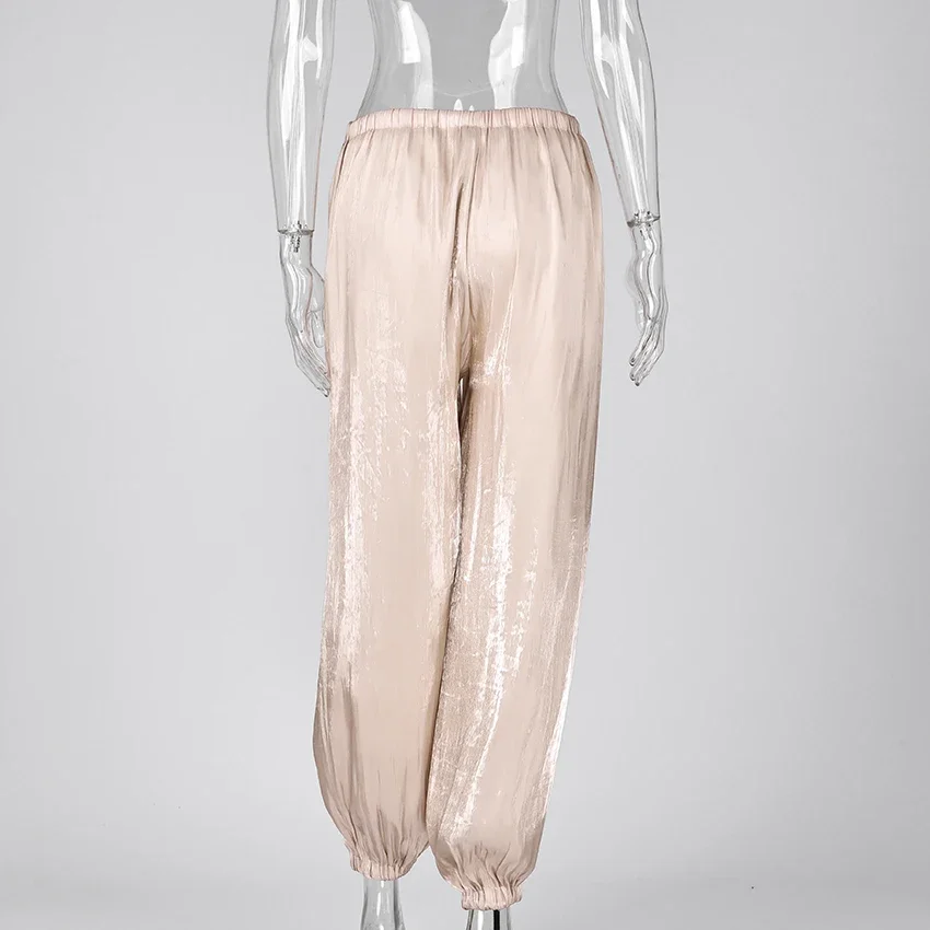 Elegant Pink Crepe Loose Bloomers For Woman Street Chic Pleated Trousers Female Autumn Vintage High Waist Balloon Pants