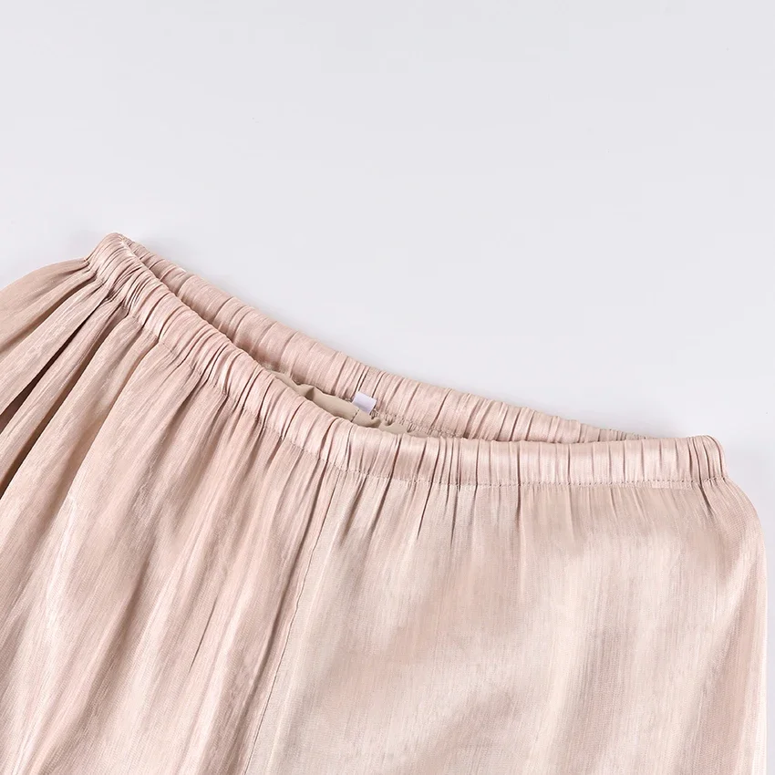 Elegant Pink Crepe Loose Bloomers For Woman Street Chic Pleated Trousers Female Autumn Vintage High Waist Balloon Pants