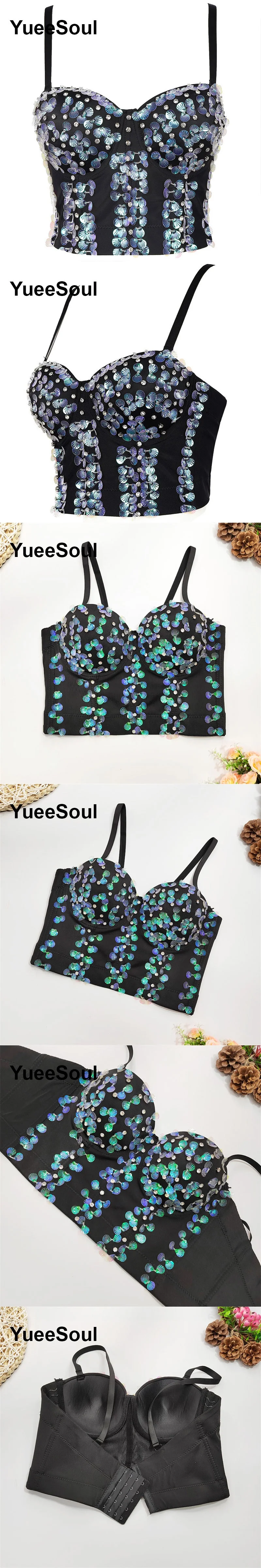 Black Crop Tops 2025 New Y2K Gothic Wedding Party Club High Street Casual Sexy Tank Top Pearl Sequins Corset Top Women Clothing