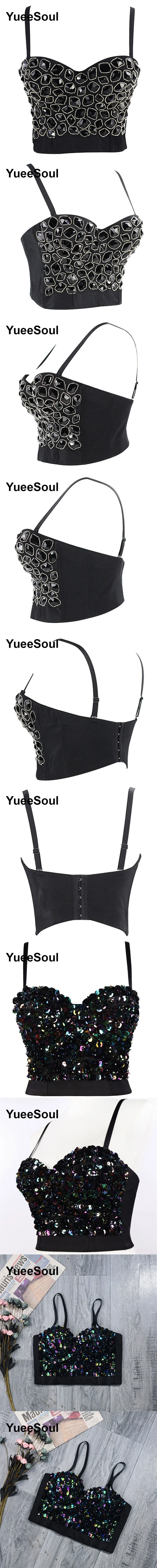 Black Crop Tops 2025 New Y2K Gothic Wedding Party Club High Street Casual Sexy Tank Top Pearl Sequins Corset Top Women Clothing