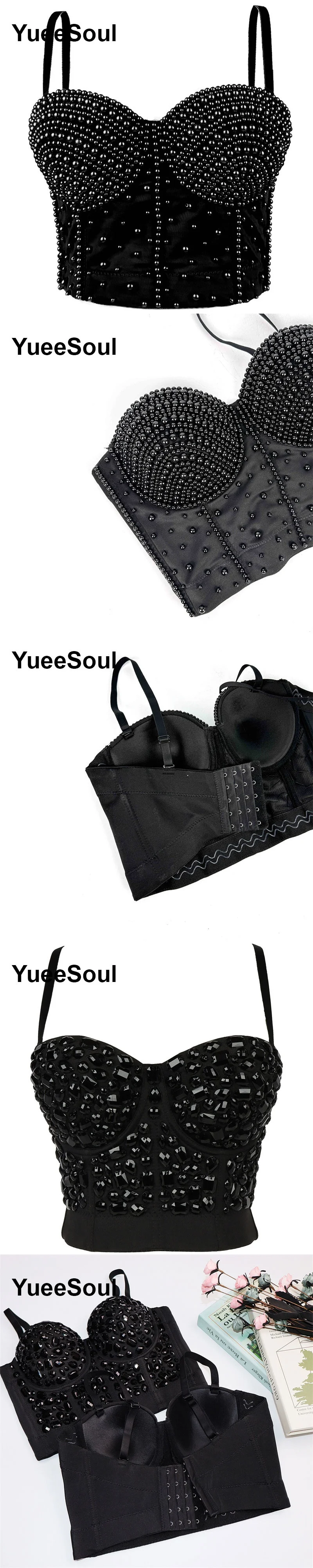Black Crop Tops 2025 New Y2K Gothic Wedding Party Club High Street Casual Sexy Tank Top Pearl Sequins Corset Top Women Clothing