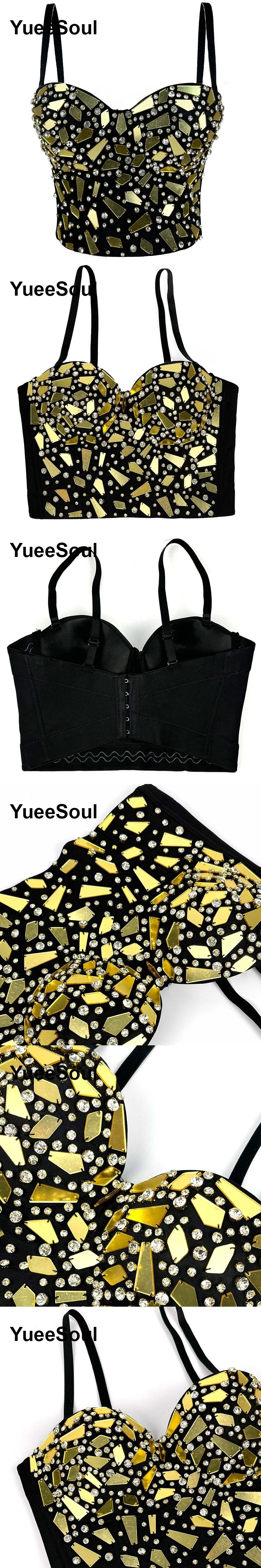 Black Crop Tops 2025 New Y2K Gothic Wedding Party Club High Street Casual Sexy Tank Top Pearl Sequins Corset Top Women Clothing