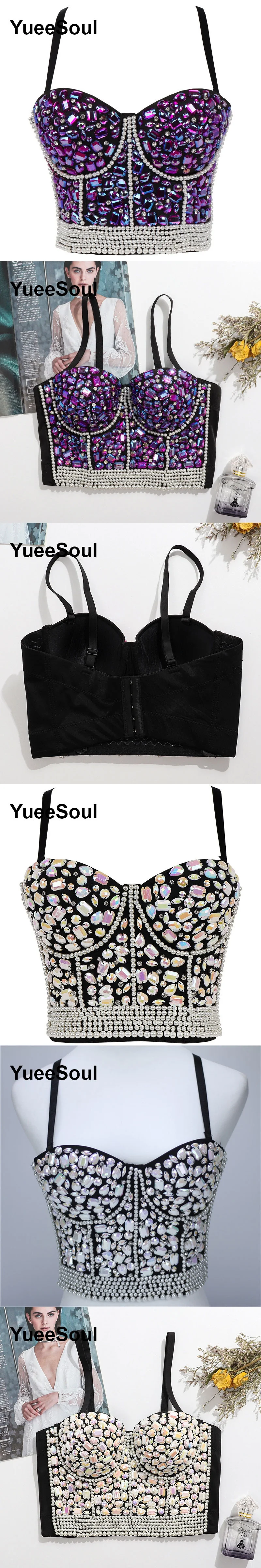 Black Crop Tops 2025 New Y2K Gothic Wedding Party Club High Street Casual Sexy Tank Top Pearl Sequins Corset Top Women Clothing