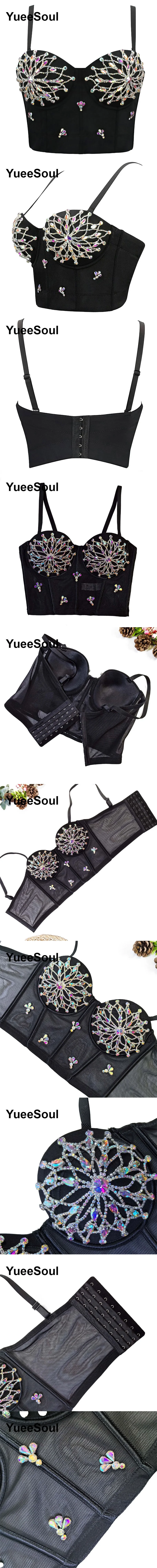 Black Crop Tops 2025 New Y2K Gothic Wedding Party Club High Street Casual Sexy Tank Top Pearl Sequins Corset Top Women Clothing