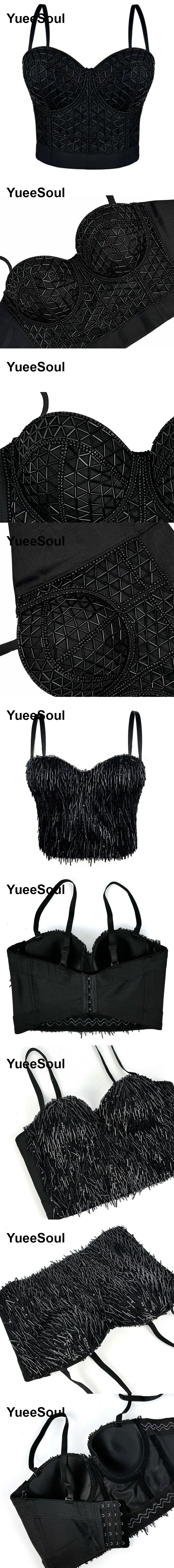 Black Crop Tops 2025 New Y2K Gothic Wedding Party Club High Street Casual Sexy Tank Top Pearl Sequins Corset Top Women Clothing