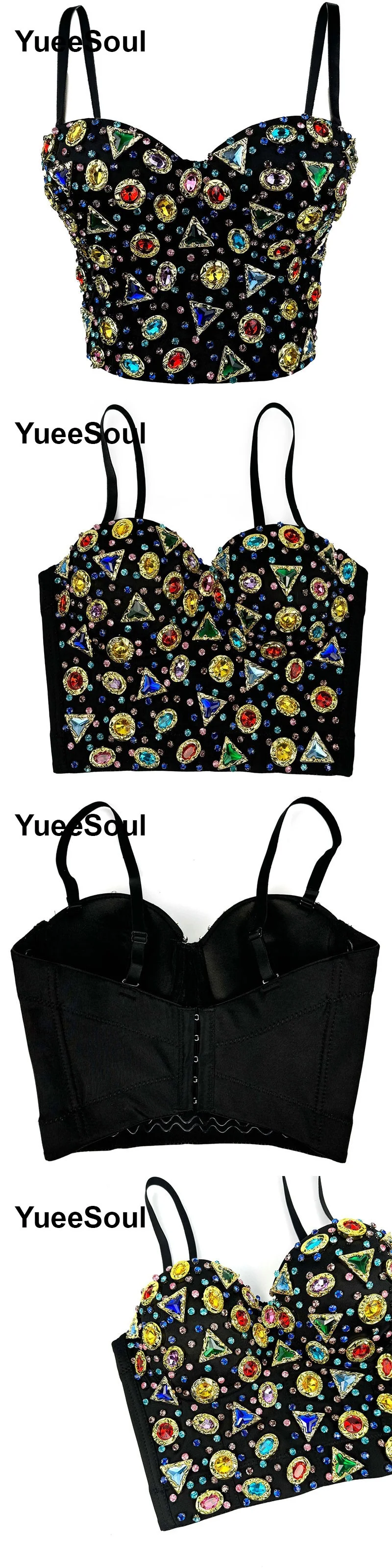 Black Crop Tops 2025 New Y2K Gothic Wedding Party Club High Street Casual Sexy Tank Top Pearl Sequins Corset Top Women Clothing