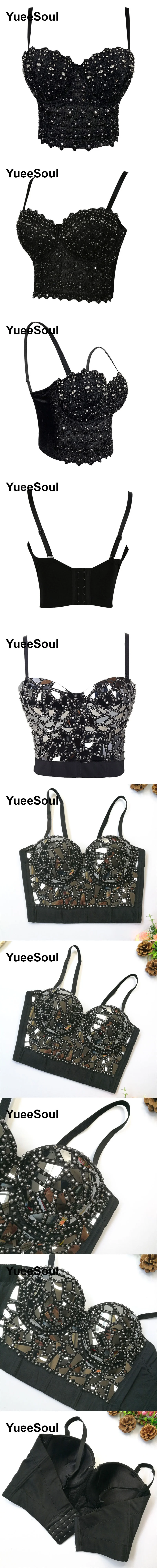 Black Crop Tops 2025 New Y2K Gothic Wedding Party Club High Street Casual Sexy Tank Top Pearl Sequins Corset Top Women Clothing