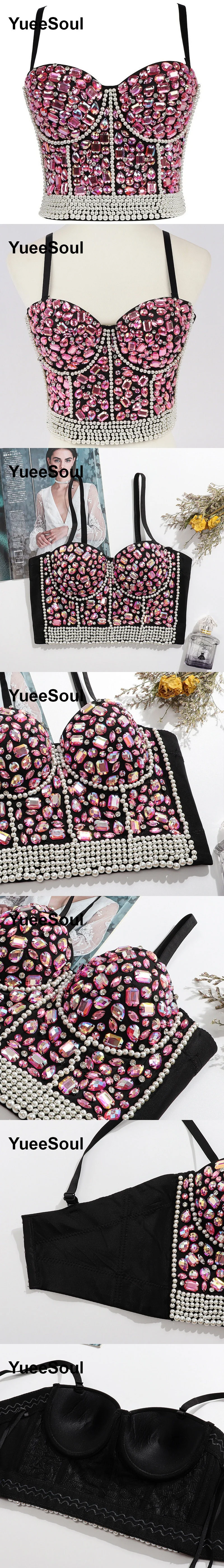 Black Crop Tops 2025 New Y2K Gothic Wedding Party Club High Street Casual Sexy Tank Top Pearl Sequins Corset Top Women Clothing